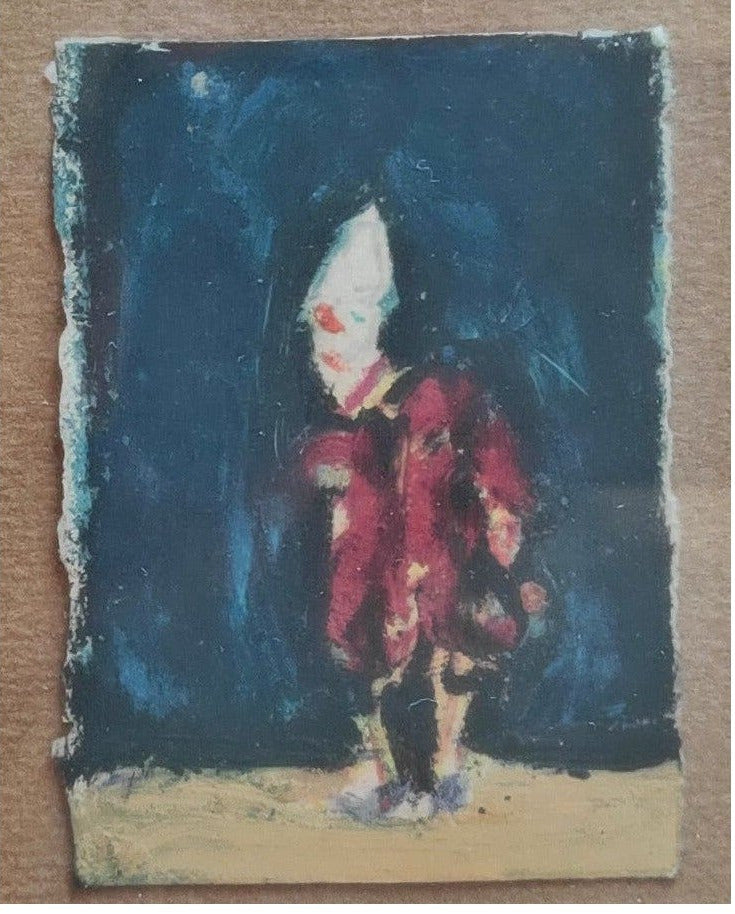 Aquarelle sur papier représentant un clown par Moreno Pincas, œuvre originale au style figuratif contemporain