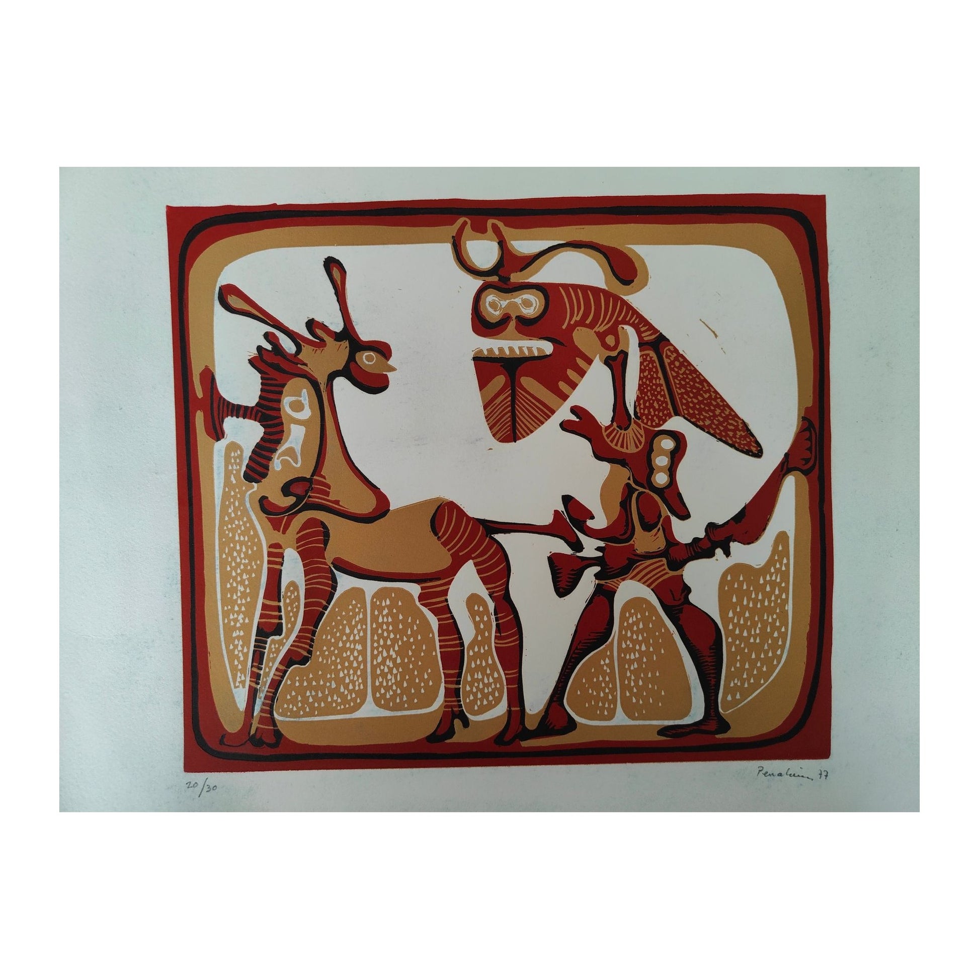 Lithographie originale Cheval et cavalier de Jules Perahim (Blumenfeld, 1977), signée et numérotée 20/30, tirage en couleurs vibrant, œuvre d’art moderne à collectionner.