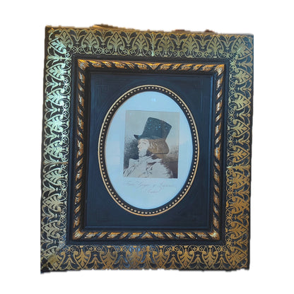 Image traitée - Eau-forte de Francisco de Goya autoportrait- les caprices– Cadre ancien XIXe