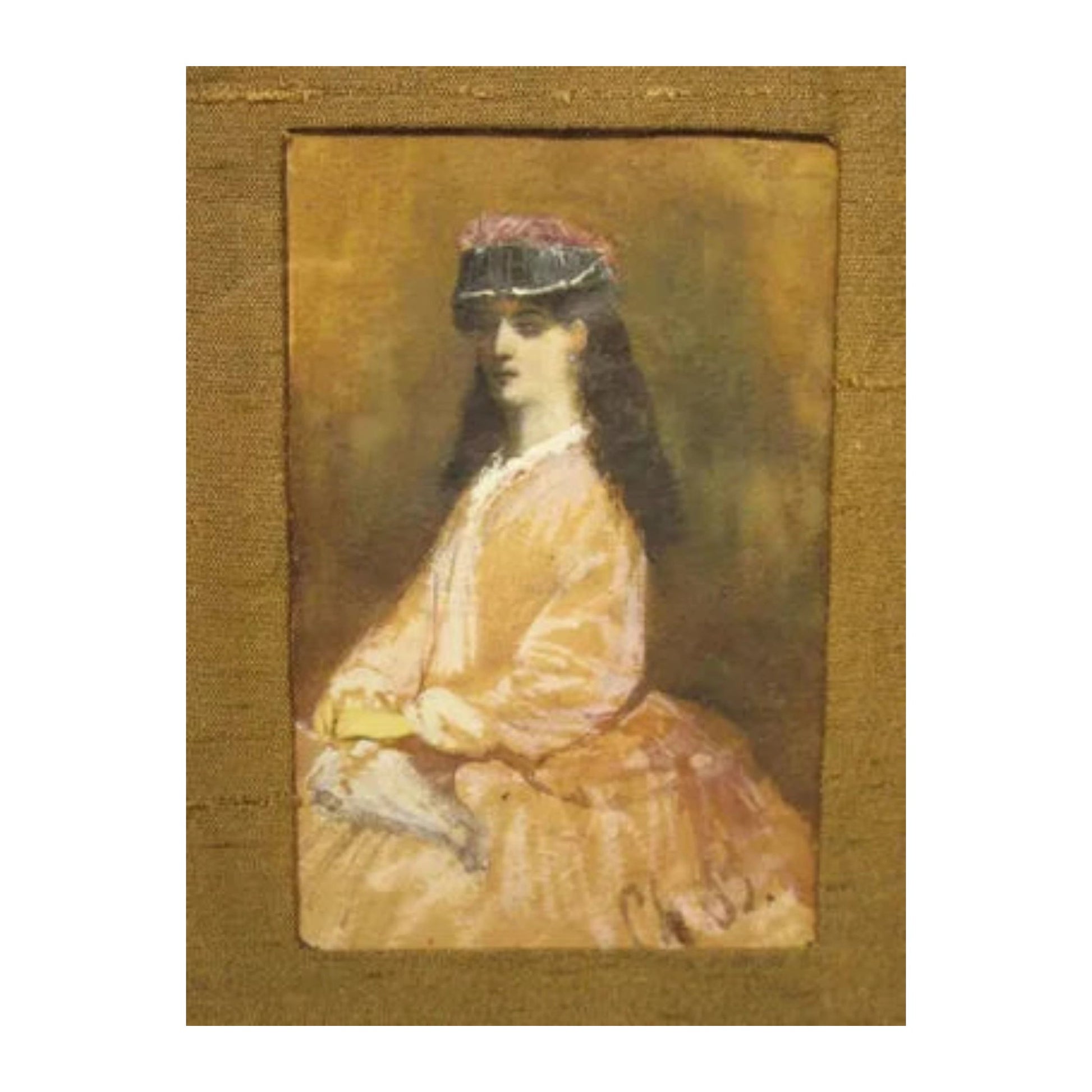Aquarelle Jeune femme à l’ombrelle monogrammée Ch. B., œuvre délicate et raffinée, possiblement attribuable à Charles Boom, très joliment encadrée.