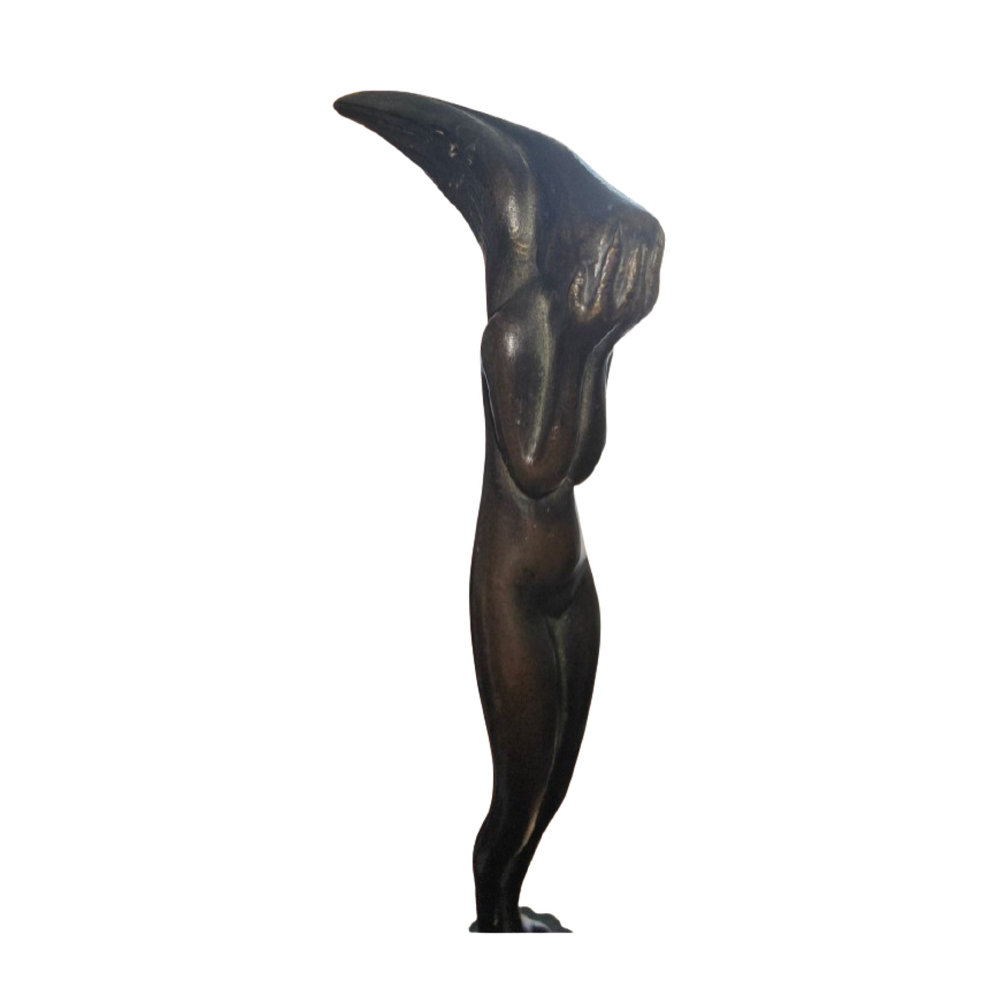 Bronze Leda de Serge Zelikson, sculpture raffinée à patine brune, signée sur la terrasse, œuvre élégante et rare de 23 cm de haut, poids 666 g.