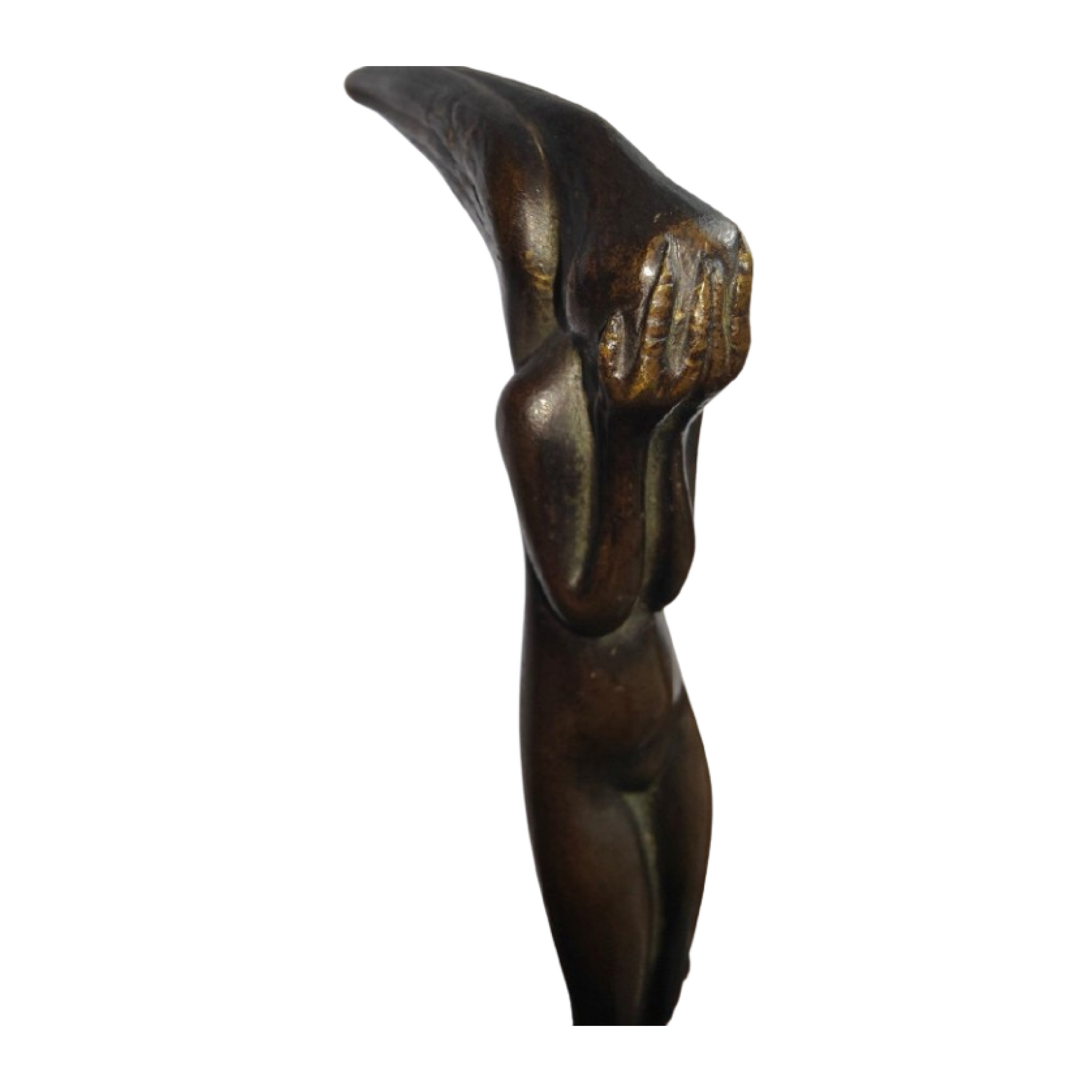 Bronze Leda de Serge Zelikson, sculpture raffinée à patine brune, signée sur la terrasse, œuvre élégante et rare de 23 cm de haut, poids 666 g.