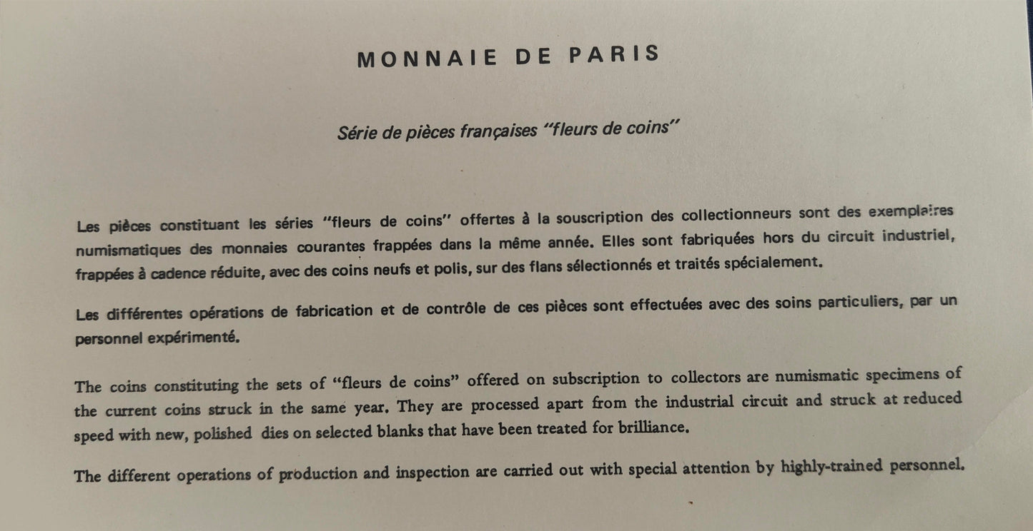 Coffret Fleur de Coin année 1974, Monnaie de Paris