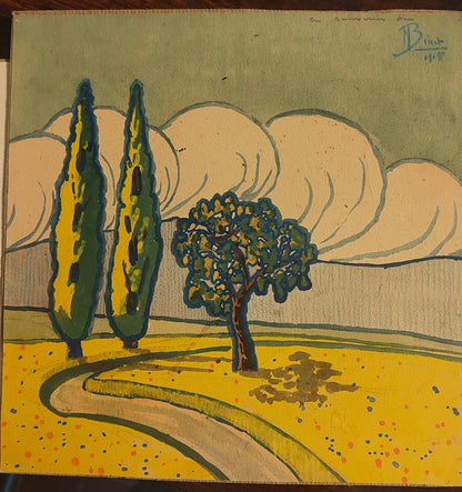 paysage de style nabi daté de 1918- signé M Binet?