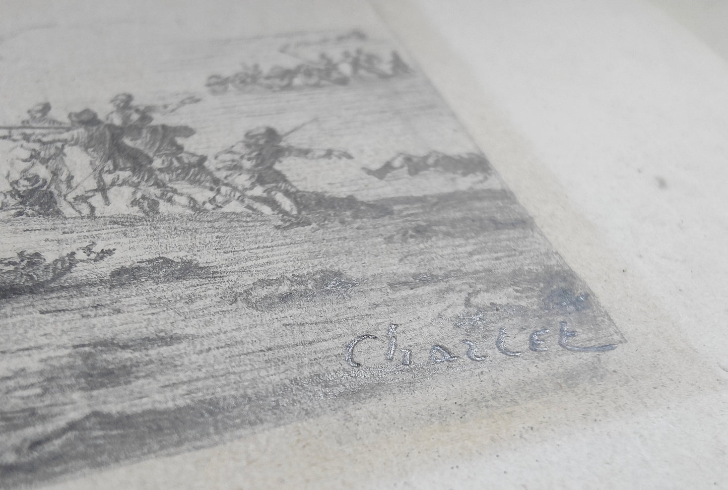 Nicolas-Toussaint CHARLET (1792-1845) – Choc de cavalerie contre les troupes russes (Cosaques et Bachkirs) – Dessin original au graphite.