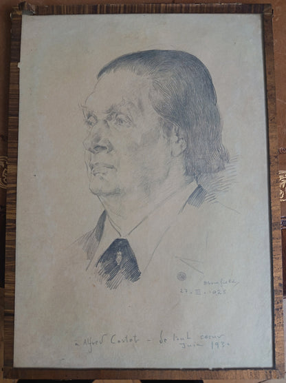Portrait d'Alfred Cortot-dessin au crayon-Harry Bloomfield (1883-1941)