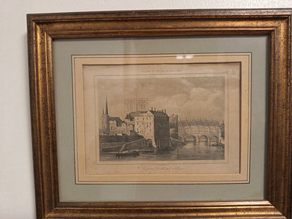 gravure ancienne- Le pont saint michel à Paris- Lemaître