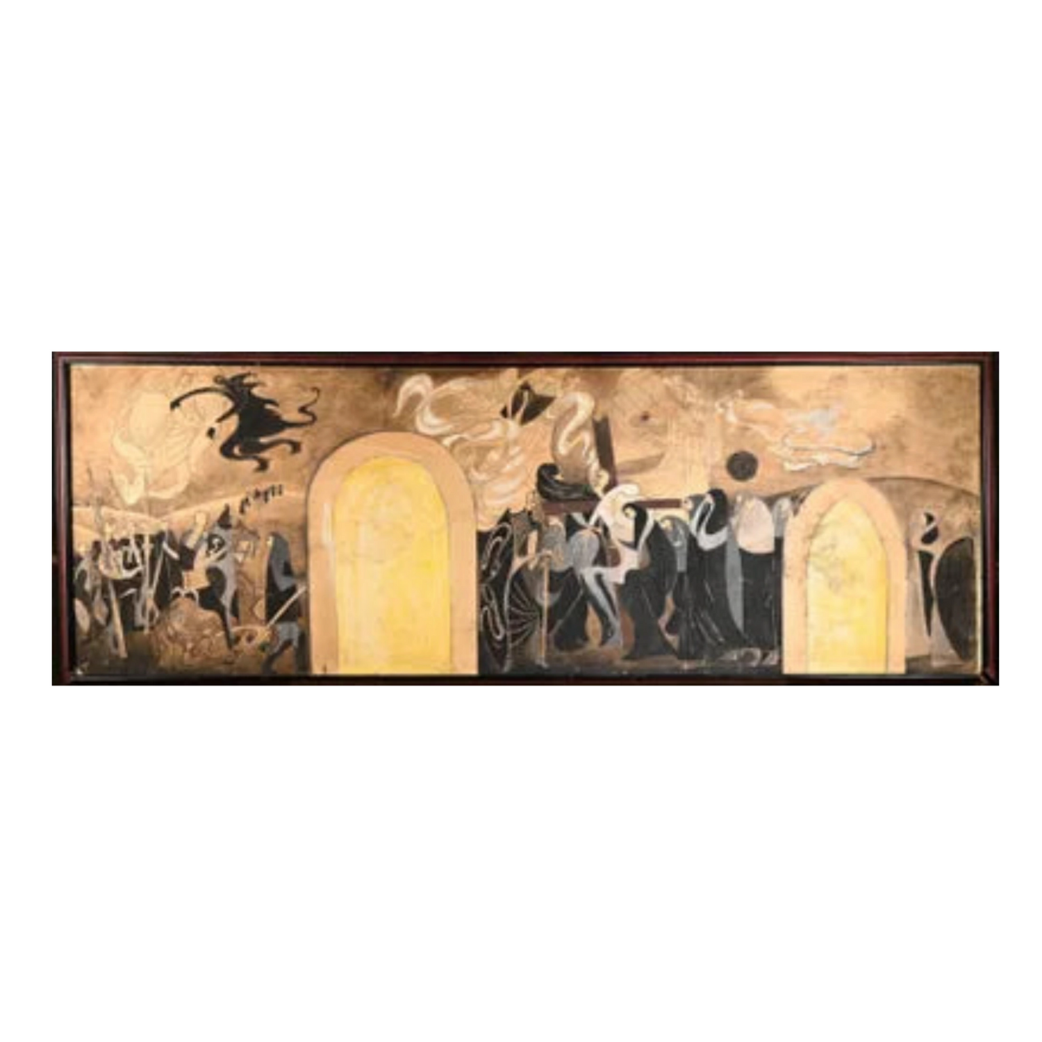 La Déposition du Christ technique mixte Paul Ackerman art religieux maquette fresque Boncourt 52x152 cm 1000 euros