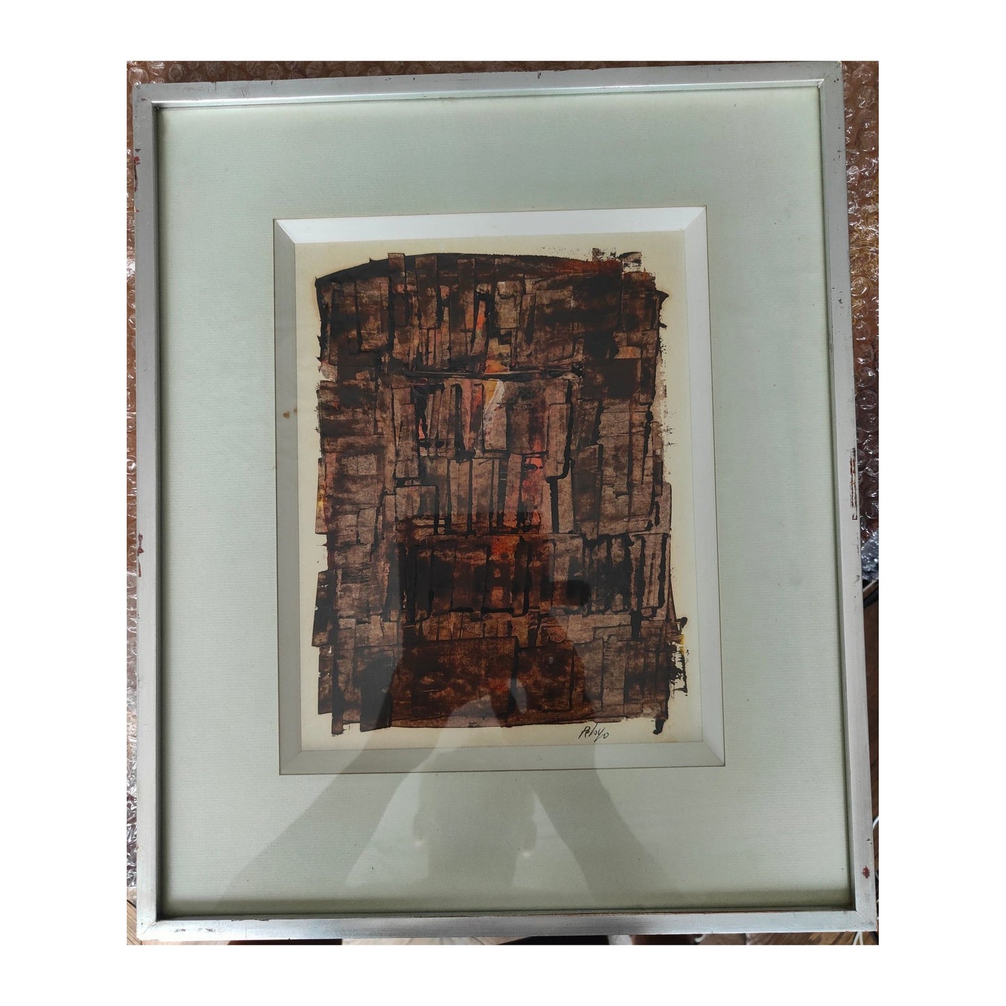 Œuvre originale Composition d’Orlando Pelayo Entrialgo, réalisée en technique mixte sur papier, signée et encadrée, disponible à la vente.