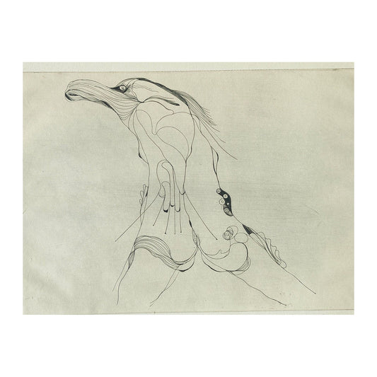 Gravure abstraite en noir et blanc de Serge Kantorowitz, eau-forte originale épreuve d’artiste signée et justifiée