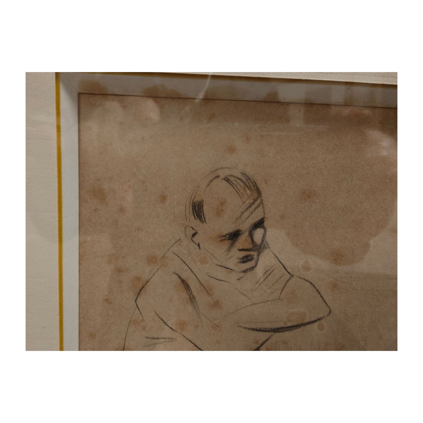  Dessin ancien "La Conversation" de Jean-Louis Forain, légèrement jauni, bien encadré 