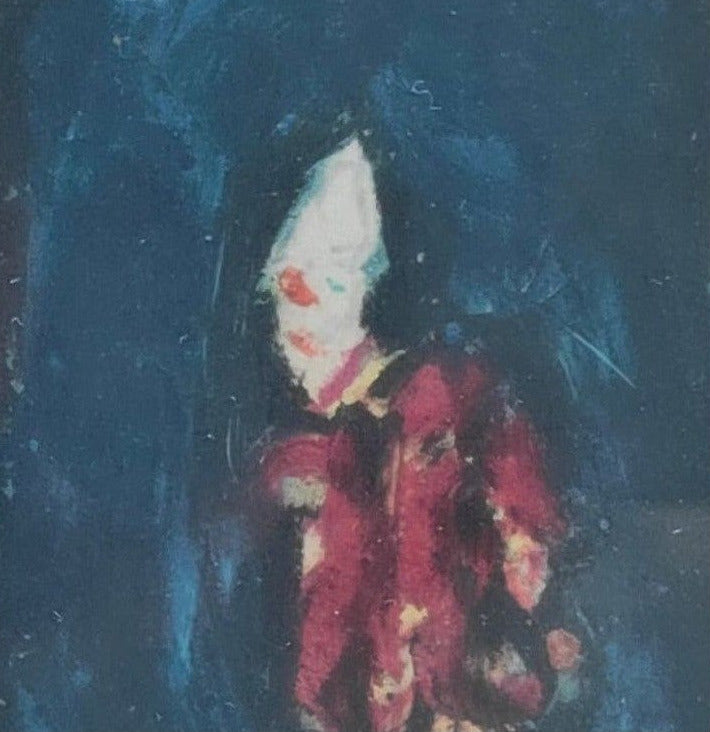 Aquarelle sur papier représentant un clown par Moreno Pincas, œuvre originale au style figuratif contemporain