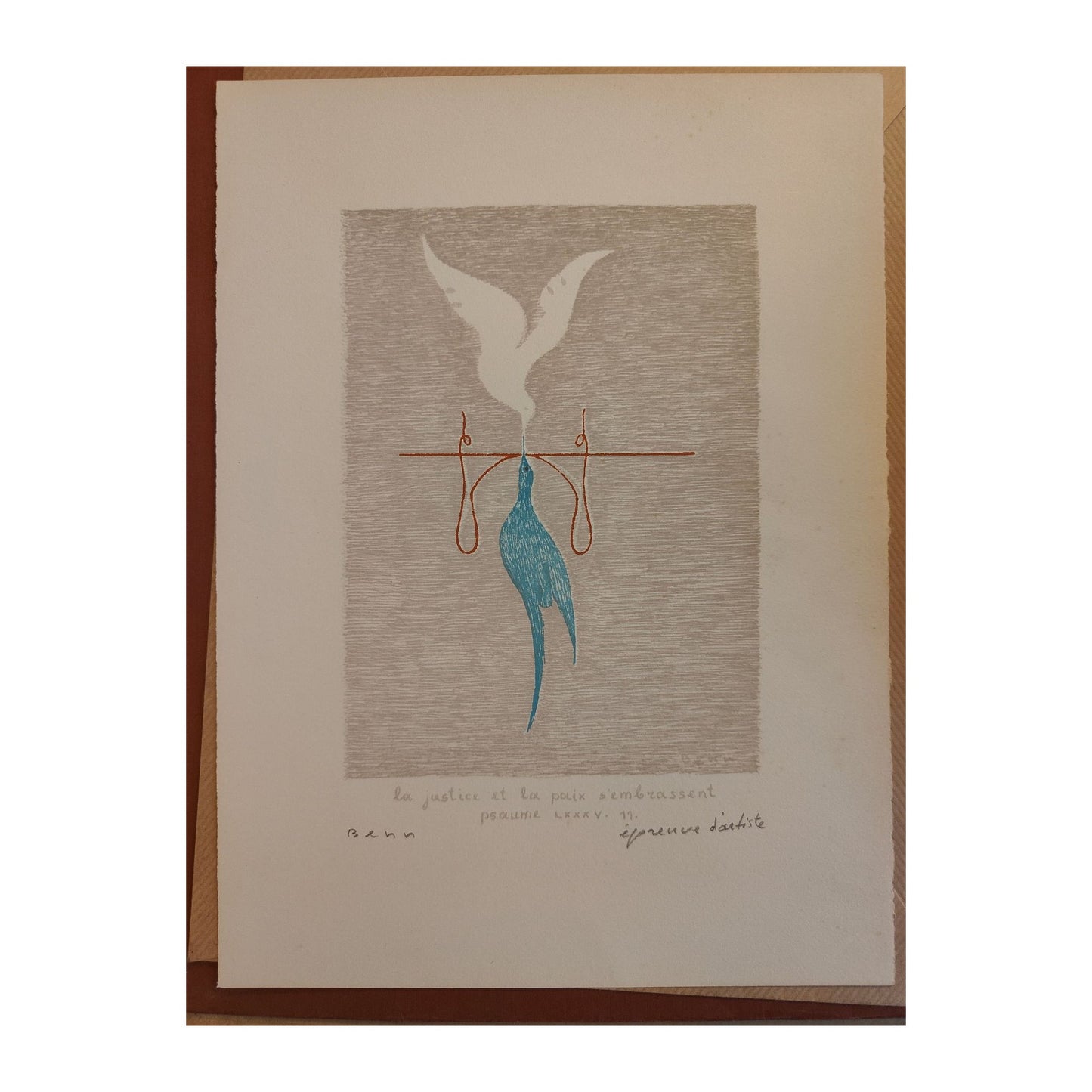 Image traitée - la justice et la paix s'embrassent- BENN (Rabinowicz Bentsion 1905-1989)