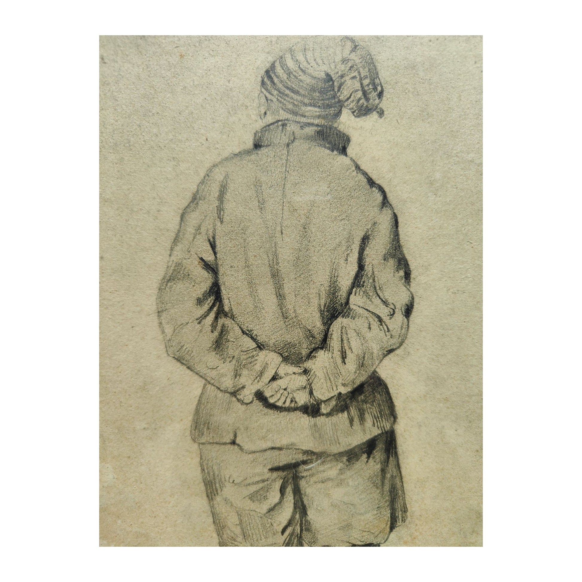 “Marin de dos” de Louis Bentabole (1822-1880), beau dessin au crayon d’un peintre de la marine, signé et présenté dans un encadrement soigné (38 x 46 cm). Une œuvre élégante et sensible, idéale pour une collection d’art maritime ou de dessins du XIXe siècle.