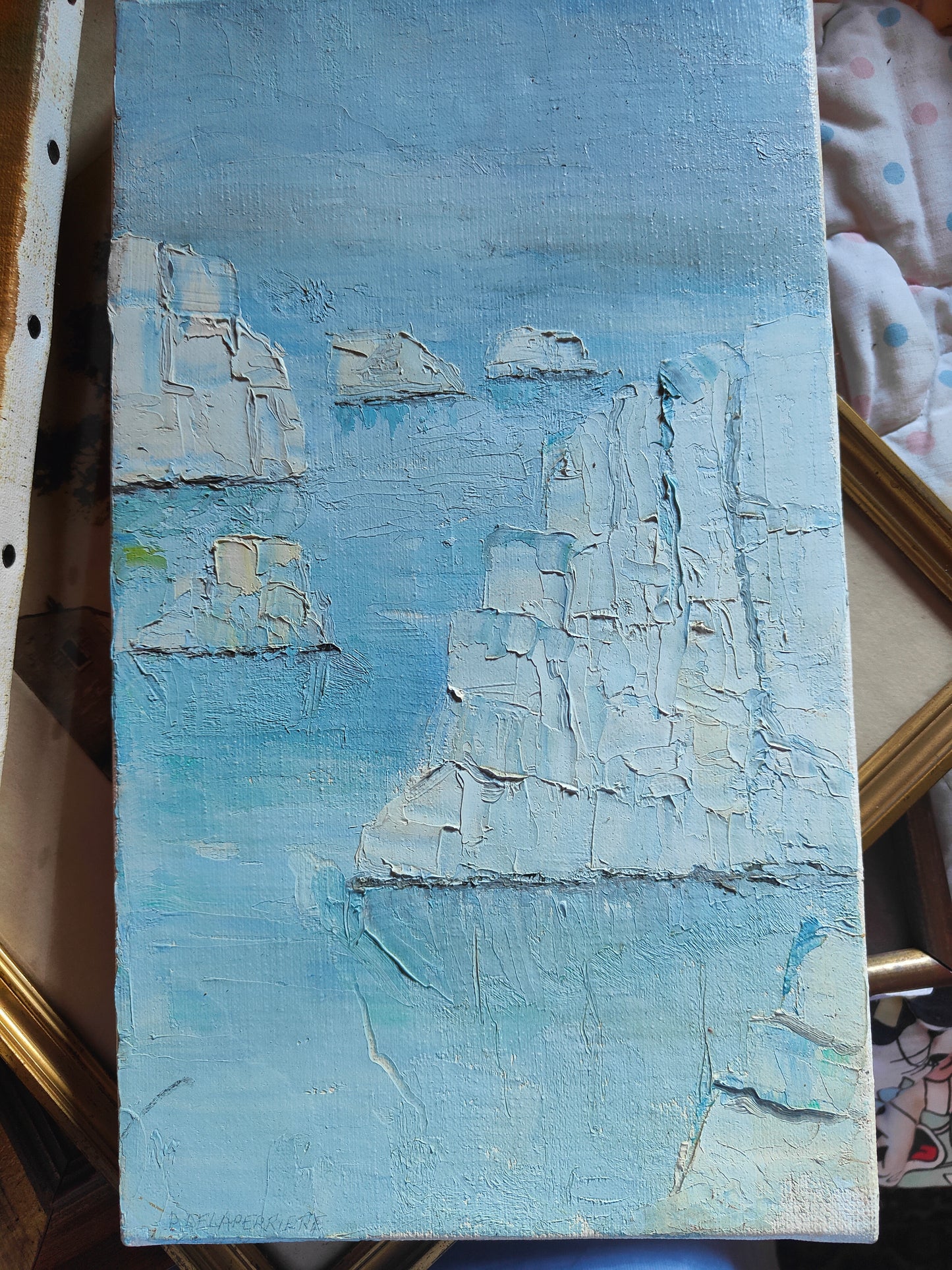 Diptyque Paysages (Glace et Désert) huile sur toile P. Delaperrière contrastes paysages nature glacée et désertique art contemporain
