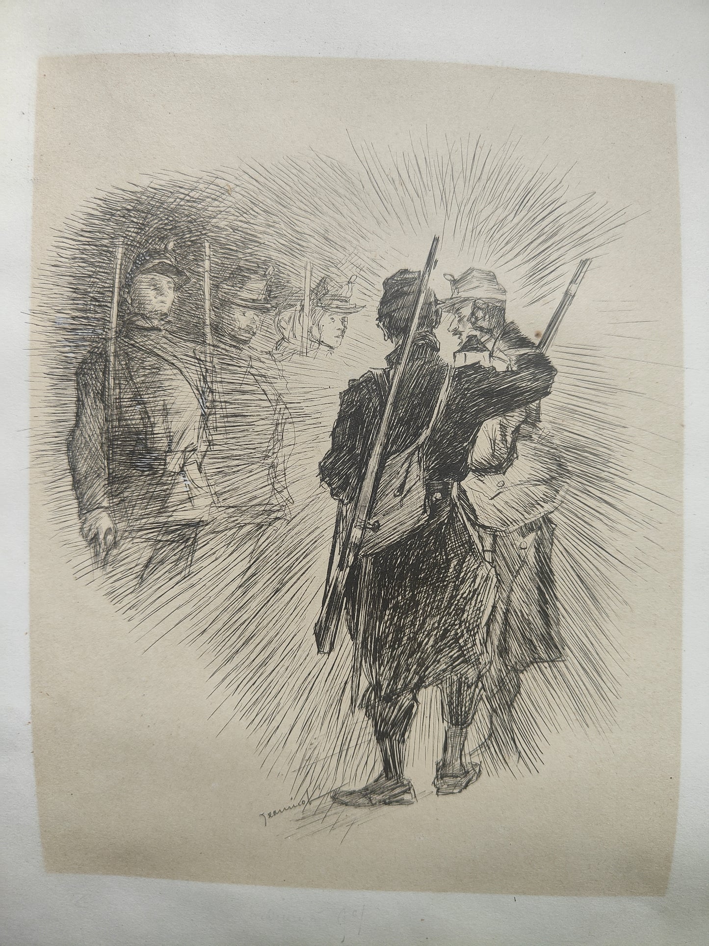 Scènes Militaires gravure Pierre Georges Jeanniot (1848-1934) soldats batailles et uniformes scènes historiques art graphique XIXe-XXe siècle
