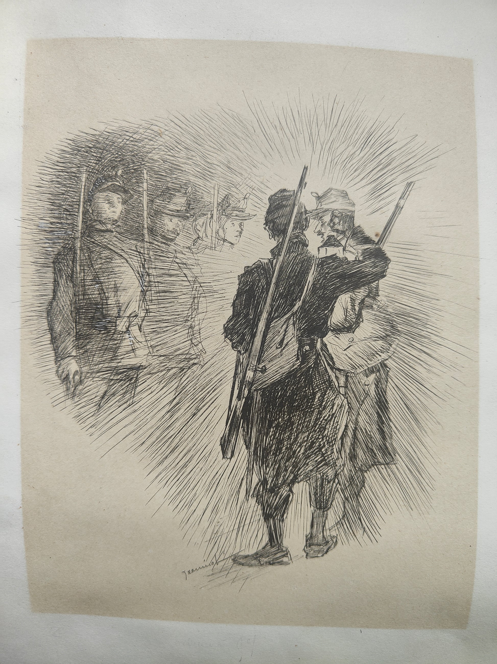 Scènes Militaires gravure Pierre Georges Jeanniot (1848-1934) soldats batailles et uniformes scènes historiques art graphique XIXe-XXe siècle
