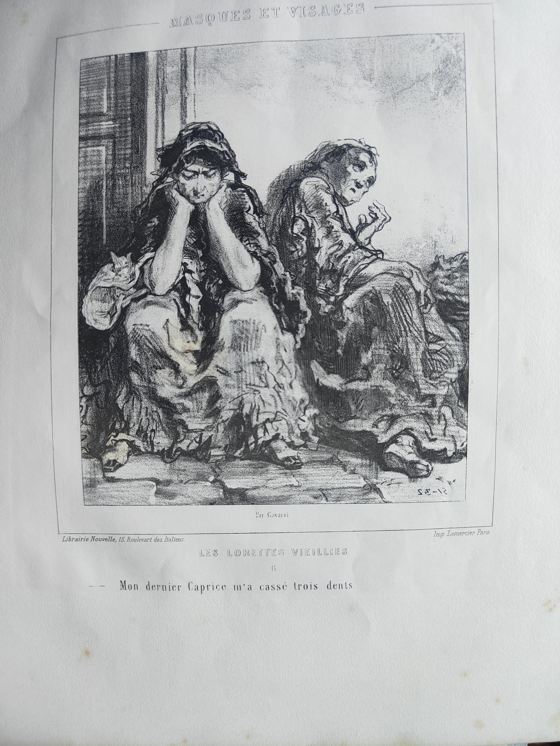 Les Lorette Vieillies série de 5 lithographies Paul Gavarni personnages féminins scènes de rue art graphique XIXe siècle
