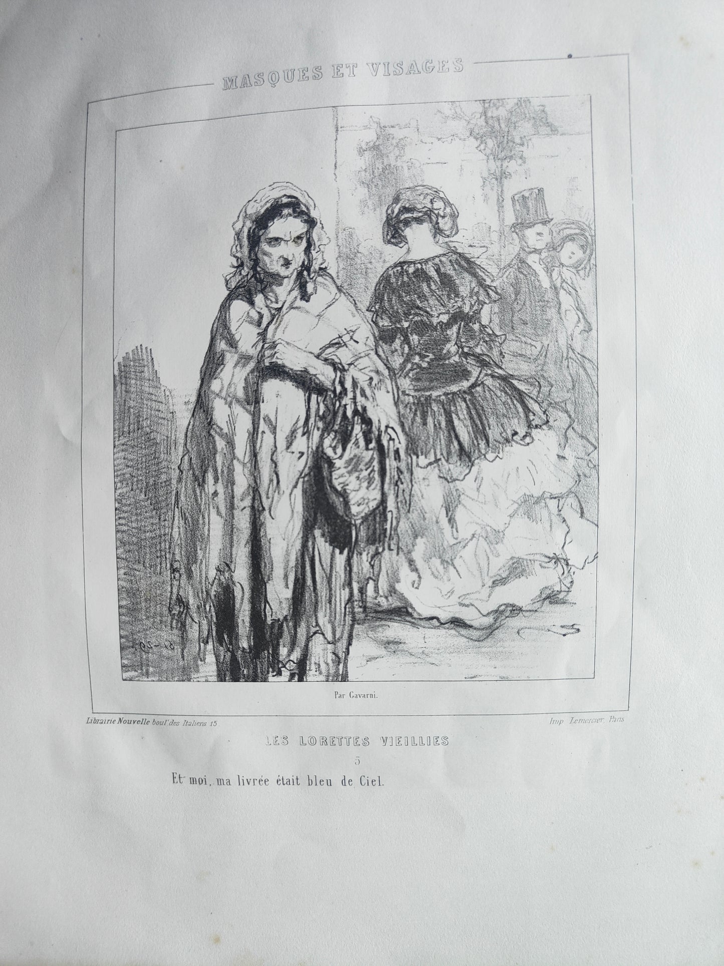 Les Lorette Vieillies série de 5 lithographies Paul Gavarni personnages féminins scènes de rue art graphique XIXe siècle
