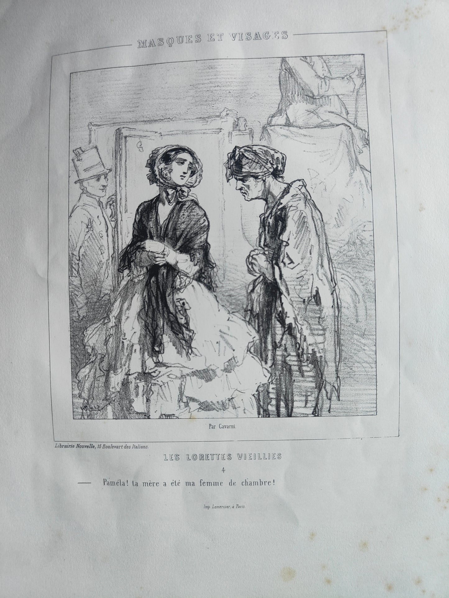 Les Lorette Vieillies série de 5 lithographies Paul Gavarni personnages féminins scènes de rue art graphique XIXe siècle
