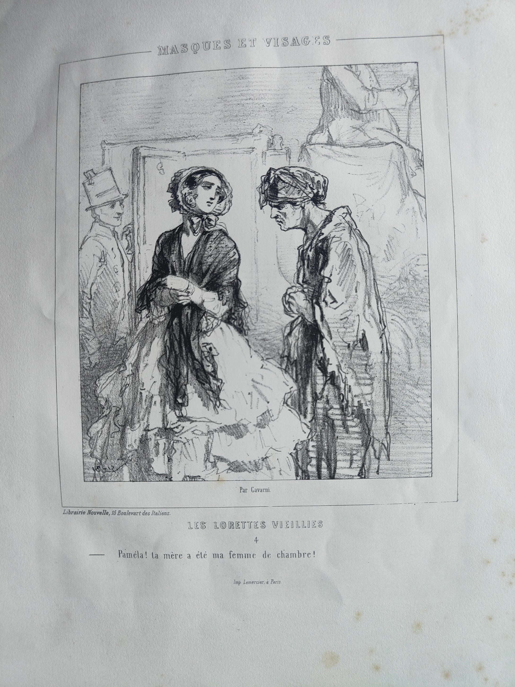 Les Lorette Vieillies série de 5 lithographies Paul Gavarni personnages féminins scènes de rue art graphique XIXe siècle
