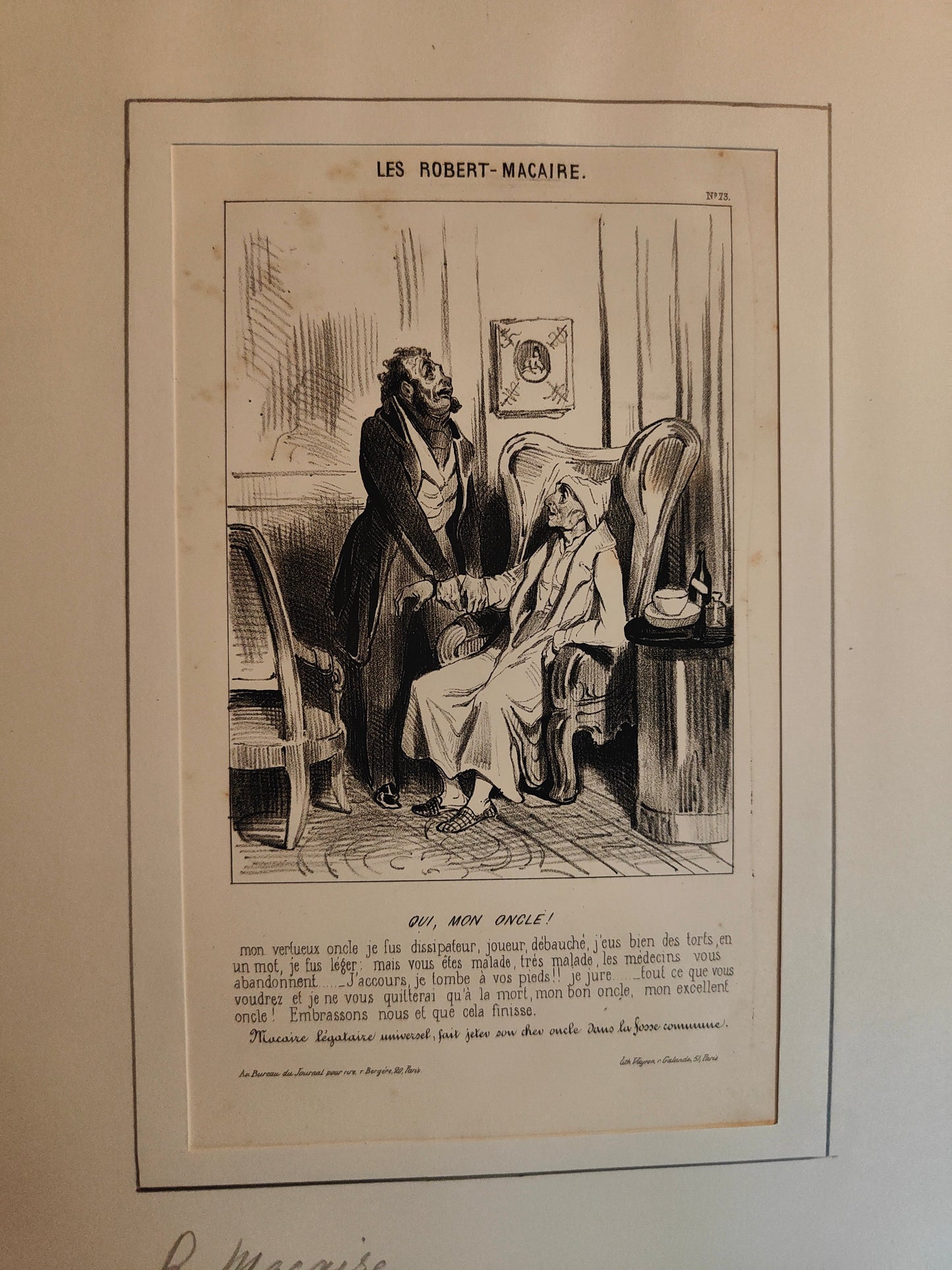 Les Robert Macaire n°23 lithographie Honoré Daumier personnage caricatural série emblématique art graphique XIXe siècle
