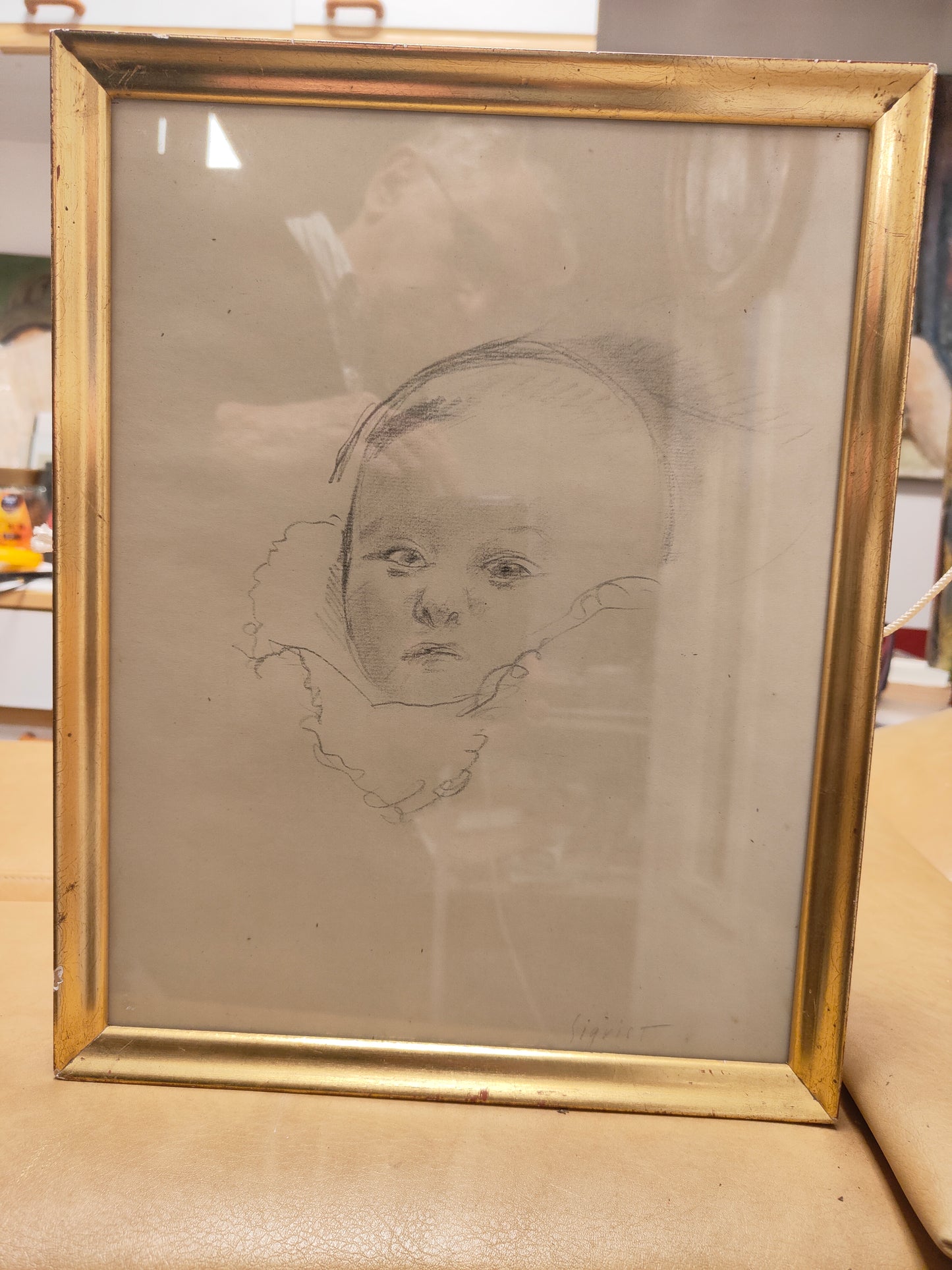 4 Dessins de la Série 10 Enfants+ un dessin encadré - Sigrist Edmond